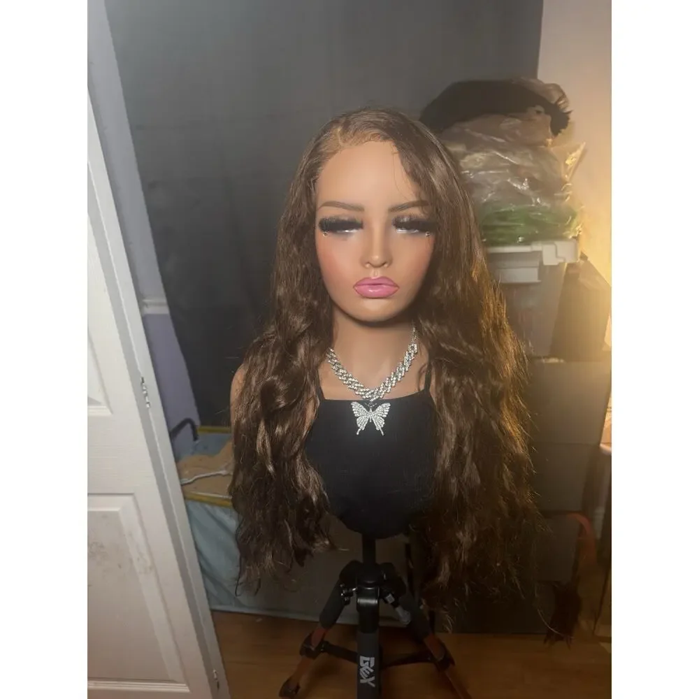 13x6 Lace Front Wig 100% Human Hair Brown Body Wave Pre-Plucked Baby Hairs 28-30